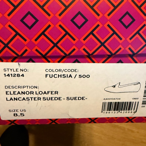 Tory Burch Fuscia Flats with Silver Logo - Picture 3 of 3